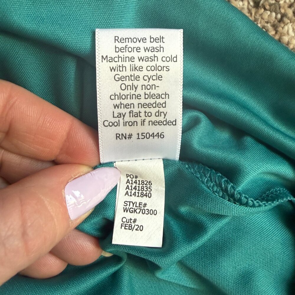 NWOT! 41 Hawthorn Tristana Essential Knit Faux Wrap Dress, Sz Large, Teal Green - Picture 11 of 12